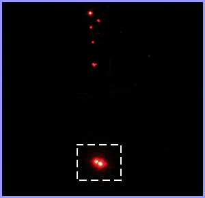 Two beam dots on screen image