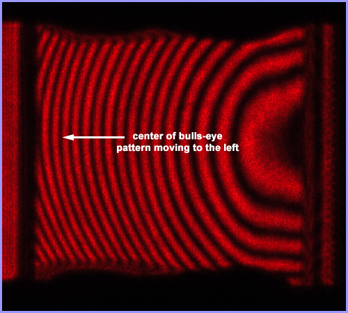 Center of bulls-eye pattern moving left image